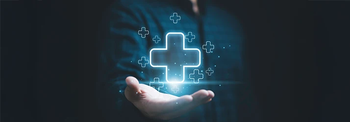 Open hand holding glowing healthcare symbols, representing dental insurance coverage for pediatric dentistry. Open hand holding glowing healthcare symbols, representing dental insurance coverage for pediatric dentistry.