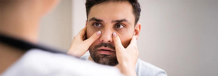 Doctor examining patient before sinus lift oral surgery procedure. Doctor examining patient before sinus lift oral surgery procedure.